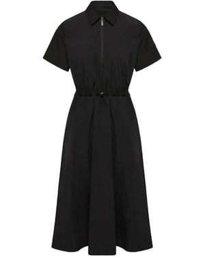 Moncler Drawstring-Waist Zip-Up Midi Dress - Black