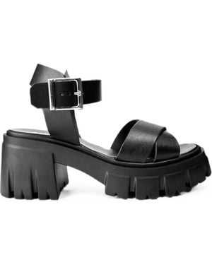 Altercore Sophia Crossover-Strap Buckled Sandals - Black
