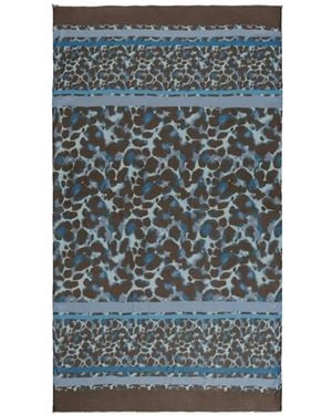 Betty Barclay Animal-Print Striped-Border Scarf - Grey