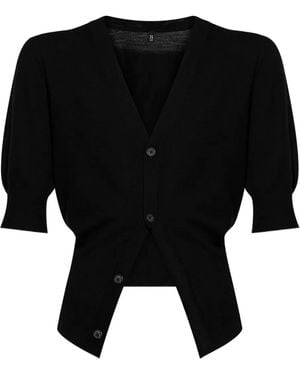 R13 Cárdigan Con Botones Y Manga Farol - Negro