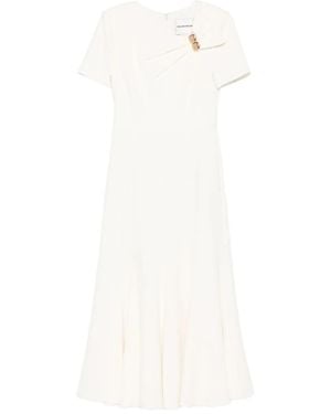 Roland Mouret Pleated Knot-Detail Midi Dress - White