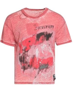 RIVINGTON roi Rebis Burnout-Effect Distressed T-Shirt - Pink