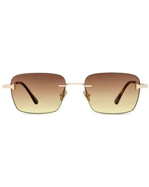 Tom Ford Jake Rimless Rectangle-Frame Sunglasses - Metallic