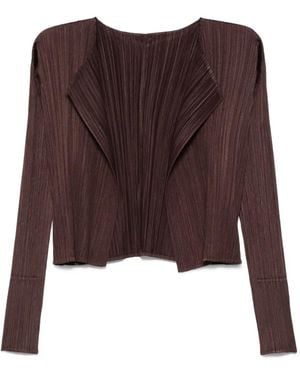 Pleats Please Issey Miyake プリーツカーディガン - ブラウン