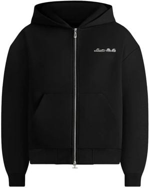 Manière De Voir Signature Relaxed Fit Zip Hoodie - Black