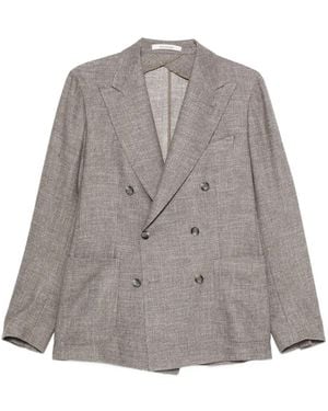 Tagliatore Double-Breasted Textured Jacket - Grey