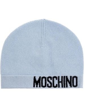 Moschino Logo-detail Beanie Hat - ブルー