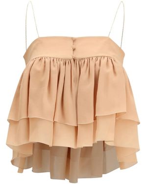 Chloé Ruffled chain strap top - Natur