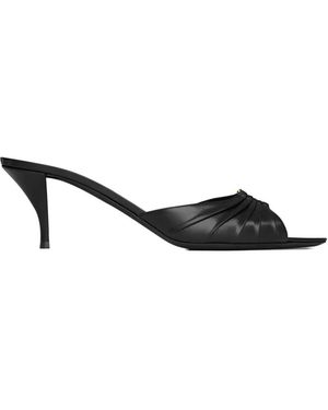 Saint Laurent Twisted Logo-Detail Sandals - Black