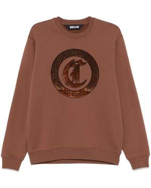 Just Cavalli Logo-Embroidered Sweatshirt - Brown