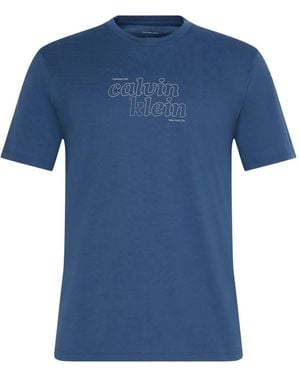 Calvin Klein Logo-Print Crew-Neck T-Shirt - Blue