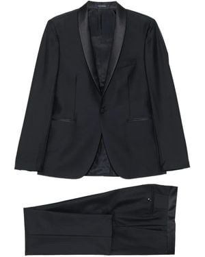 Tagliatore Satin-Lapel Single-Breasted Suit - Black