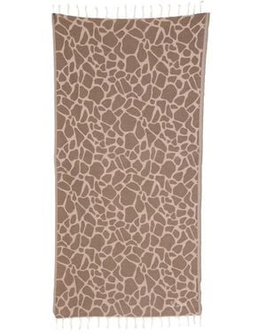MC2 Saint Barth Foutas Giraffe-Print Fringed Beach Towel - Brown