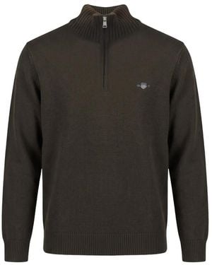 GANT Quarter-Zip Logo-Embroidered Sweater - Gray