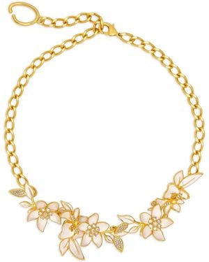 Oscar de la Renta Crystal-Embellished Floral Chain Necklace - Metallic