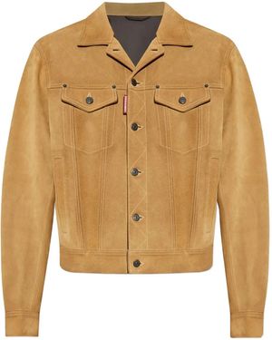DSquared² Leather Button-Fastening Jacket - Natural