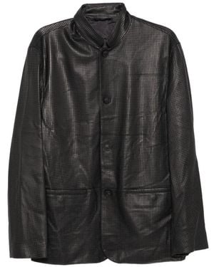 Giorgio Armani Perforated Leather Jacket - Black
