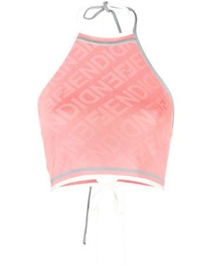 Fendi Dark Viscose Blend Crop Top - Pink