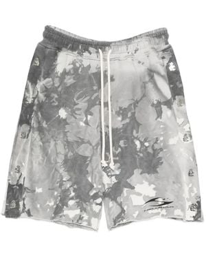 HELLSTAR Tie-Dye Embellishment Shorts - Grey