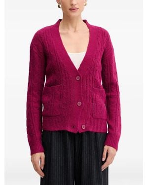 Silvian Heach Cable-Knit Button-Up Cardigan - Red