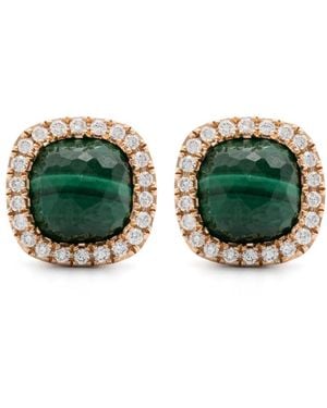 Tirisi 18Kt Roségouden Oorbellen Met Malachiet En Diamant - Groen