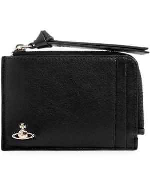 Vivienne Westwood Orb-Plaque Leather Card Holder - Black