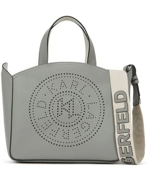 Karl Lagerfeld K/Circle Kleine Geperforeerde Shopper - Grijs