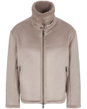 ARMANI EXCHANGE シアリングカラー ジャケット - ブラウン