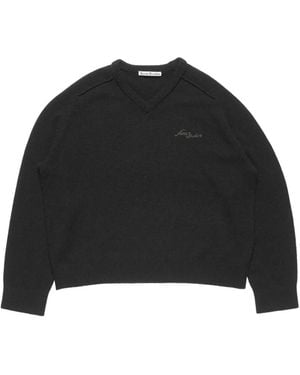 Acne Studios Camel Hair V-Neck Sweater - Black