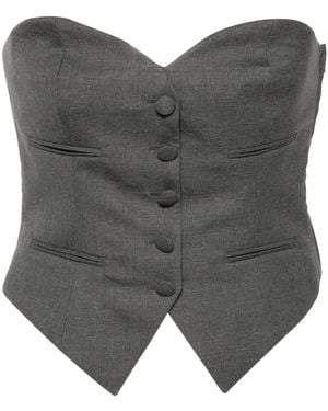 Moschino Strapless Sweetheart-Neck Vest - Grey