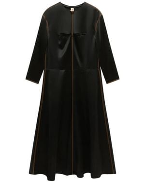Marni Satin Long-Sleeved Dress With Contrast Stitching - Black