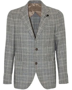 Lardini Prince-Of-Wales-Check Blazer - Grey