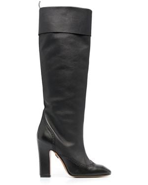 Thom Browne Brogued 105Mm Knee-High Boots - Black