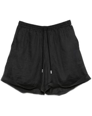 BOSS Twisted-Drawstring Ramie Shorts - Black