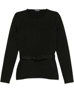 Tom Ford Belted Long-Sleeve Jumper - Black