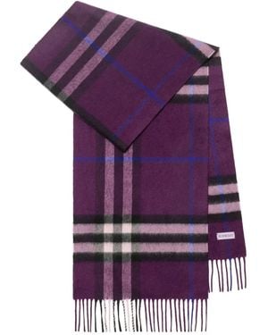 Burberry チェック カシミアスカーフ - パープル