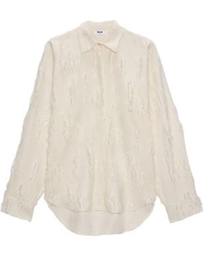 MSGM Textured Long-Sleeve Shirt - White