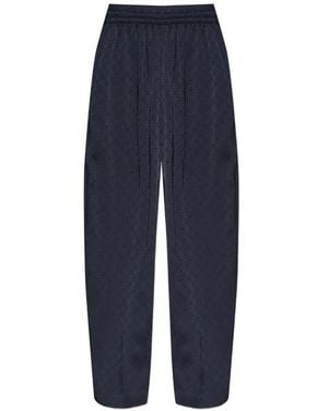 CASABLANCA Monogram-Jacquard Wide-Leg Pants - Blue