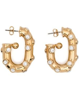 Rabanne Crystal Chunky Hoop Earrings - Metallic