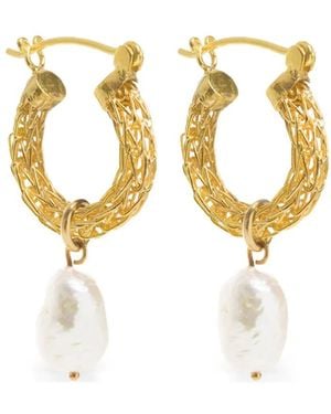 freya rose Weave Baroque-Pearl Earrings - Metallic