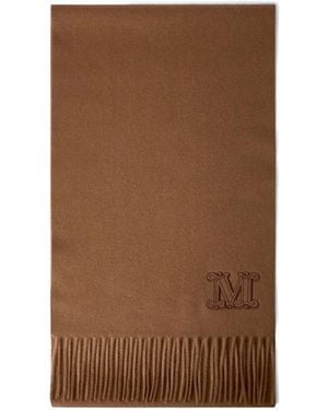 Max Mara Logo-Motif Fringed Cashmere Scarf - Brown