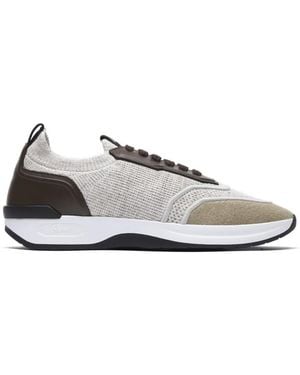 Brioni Cotton And Linen Blend Trainers - White