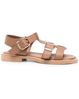 SERGIO MORETTI FIRENZE Buckle-Fastening Leather Sandals - Brown