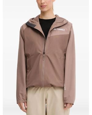 adidas Hooded Zip Jacket - Brown