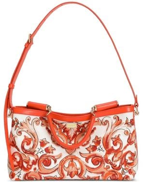 Dolce & Gabbana Medium Vittoria Handbag With Majolica-Embroidery - Red