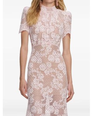 Self-Portrait Lace Crystals Midi Dress - Pink