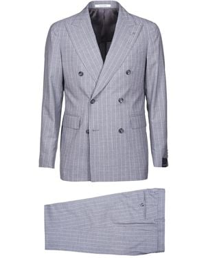Tagliatore Pinstripe Double-Breasted Suit - Gray