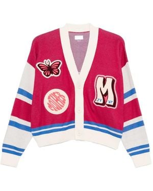 Mother Patch-Detailing Cardigan - Red
