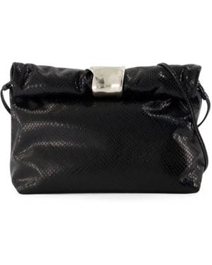 STAUD Cuff Snake-Effect Leather Clutch Bag - Black
