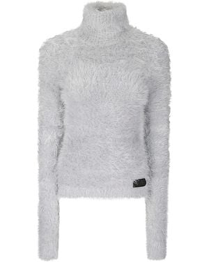 MM6 by Maison Margiela Slim Fit Textured Turtleneck Pullover - Grey